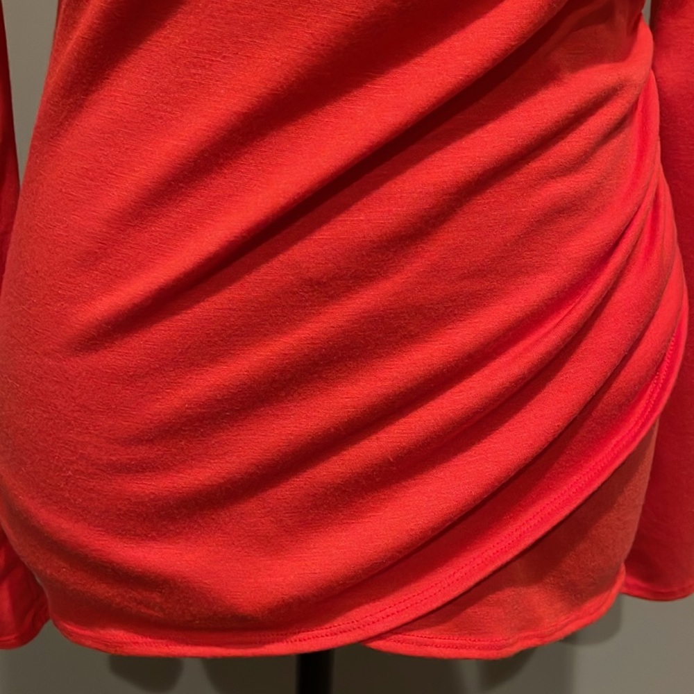 GUESS Orange Long Sleeve Wrap Top with Side Zipper. Size Small - Picture 7 of 15